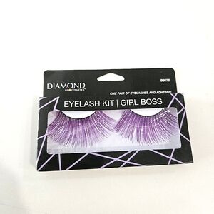 Big Fake Eyelashes with Glitter Costime Halloween Cosplay Drag Queen Purple Lash